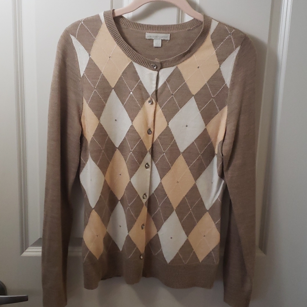 Argle front sweater, multi colored medium
